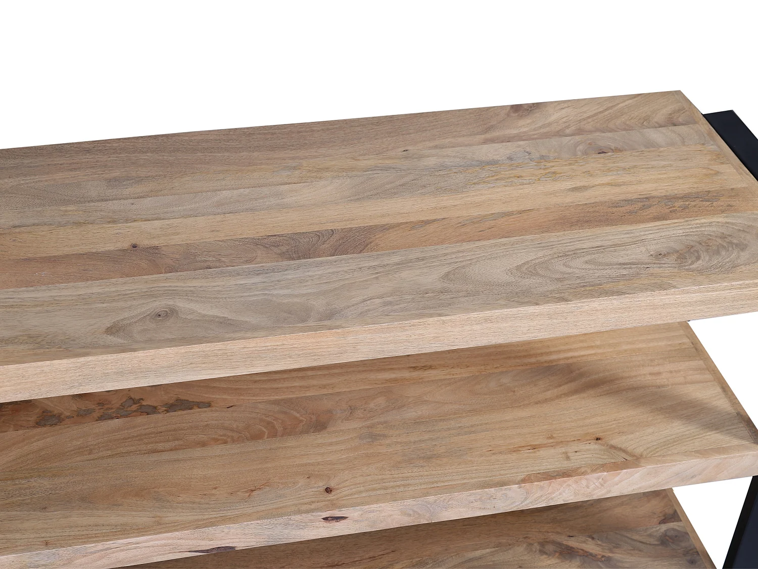 Meuble de bar avec 3 étagères en bois de manguier et métal - Naturel et noir - HARLEM II