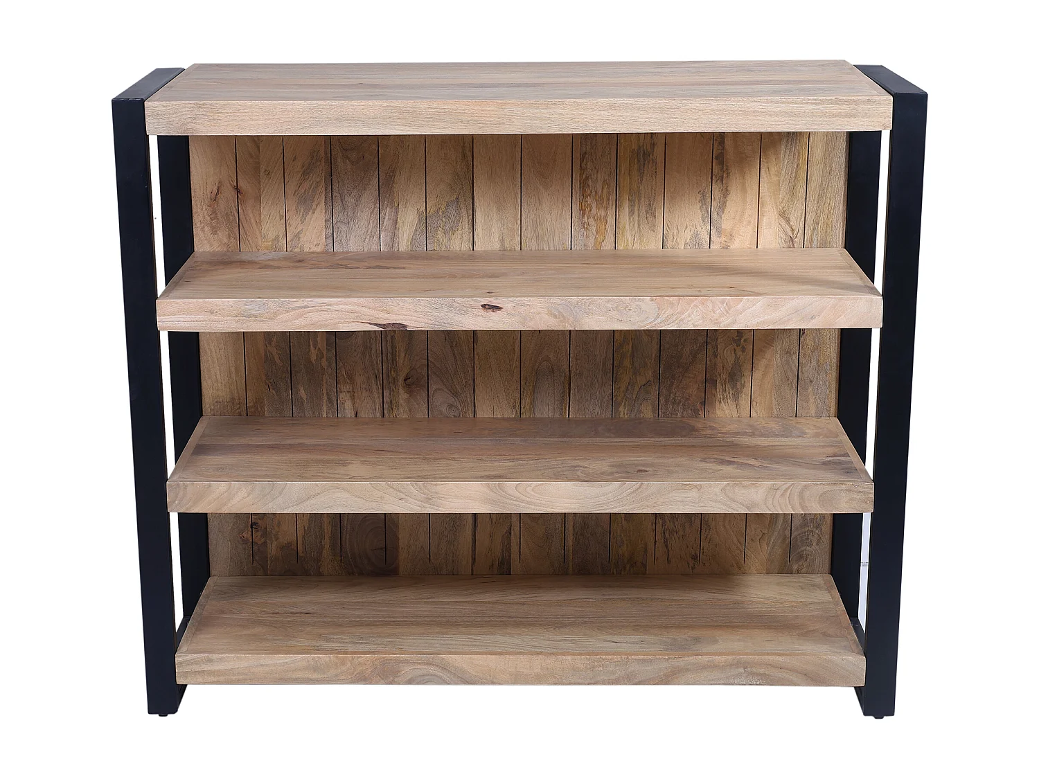 Meuble de bar avec 3 étagères en bois de manguier et métal - Naturel et noir - HARLEM II