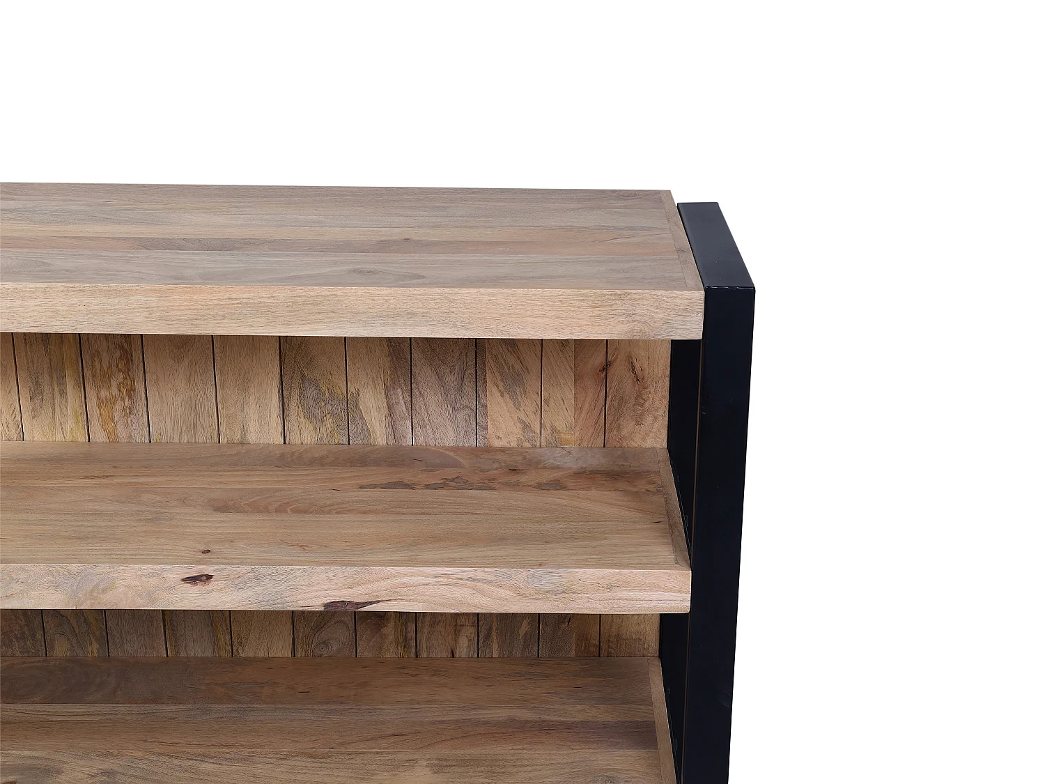 Meuble de bar avec 3 étagères en bois de manguier et métal - Naturel et noir - HARLEM II