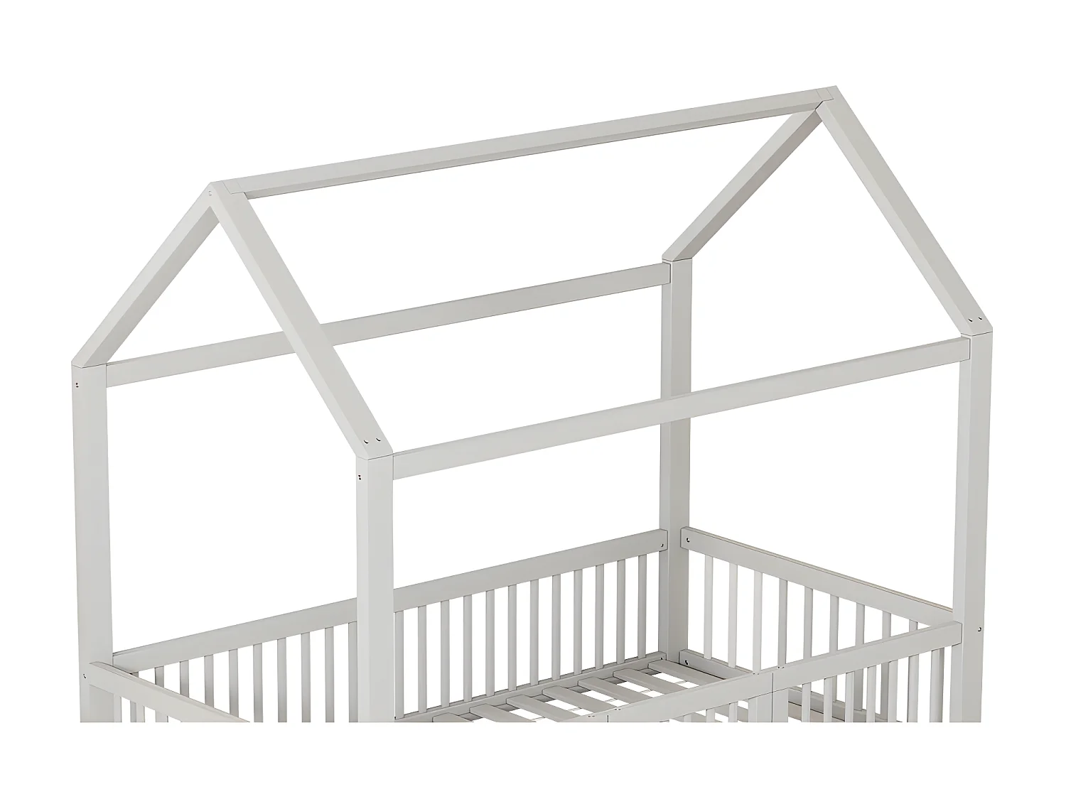 Lit cabane pour enfant - 90x200cm - en bois massif - Blanc