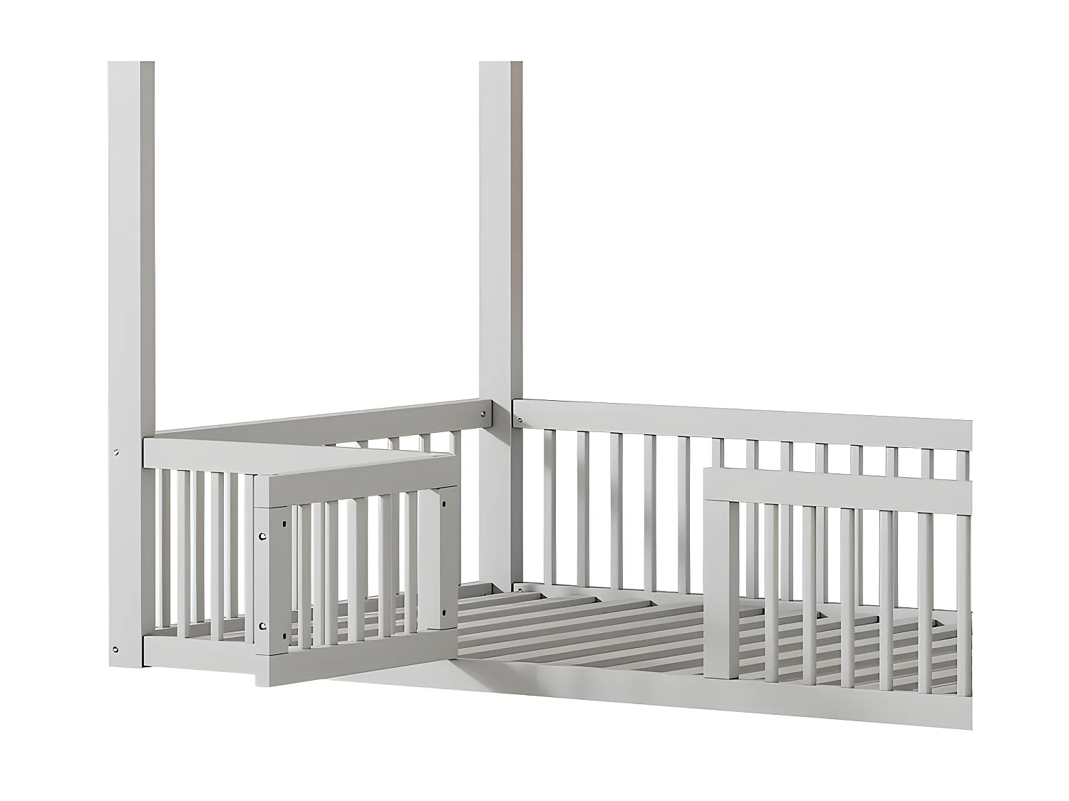 Lit cabane pour enfant - 90x200cm - en bois massif - Blanc