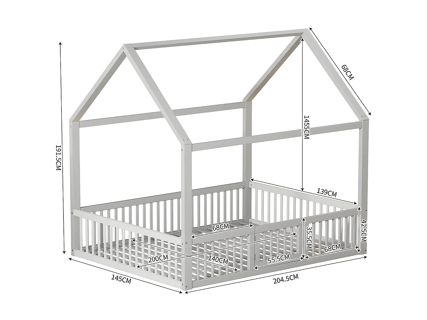 Cabinebed voor kinderen - 140x200cm - massief hout - Wit