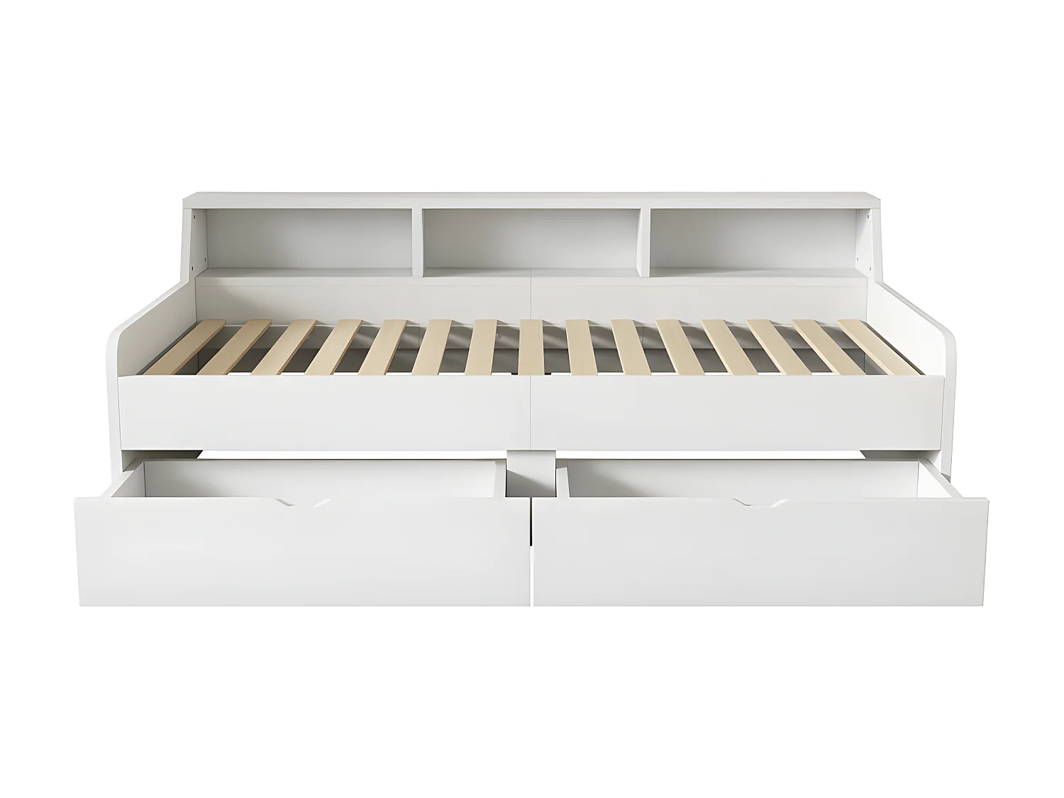 Lit banquette - Canapé lit 90x200cm avec 2 tiroirs - Blanc