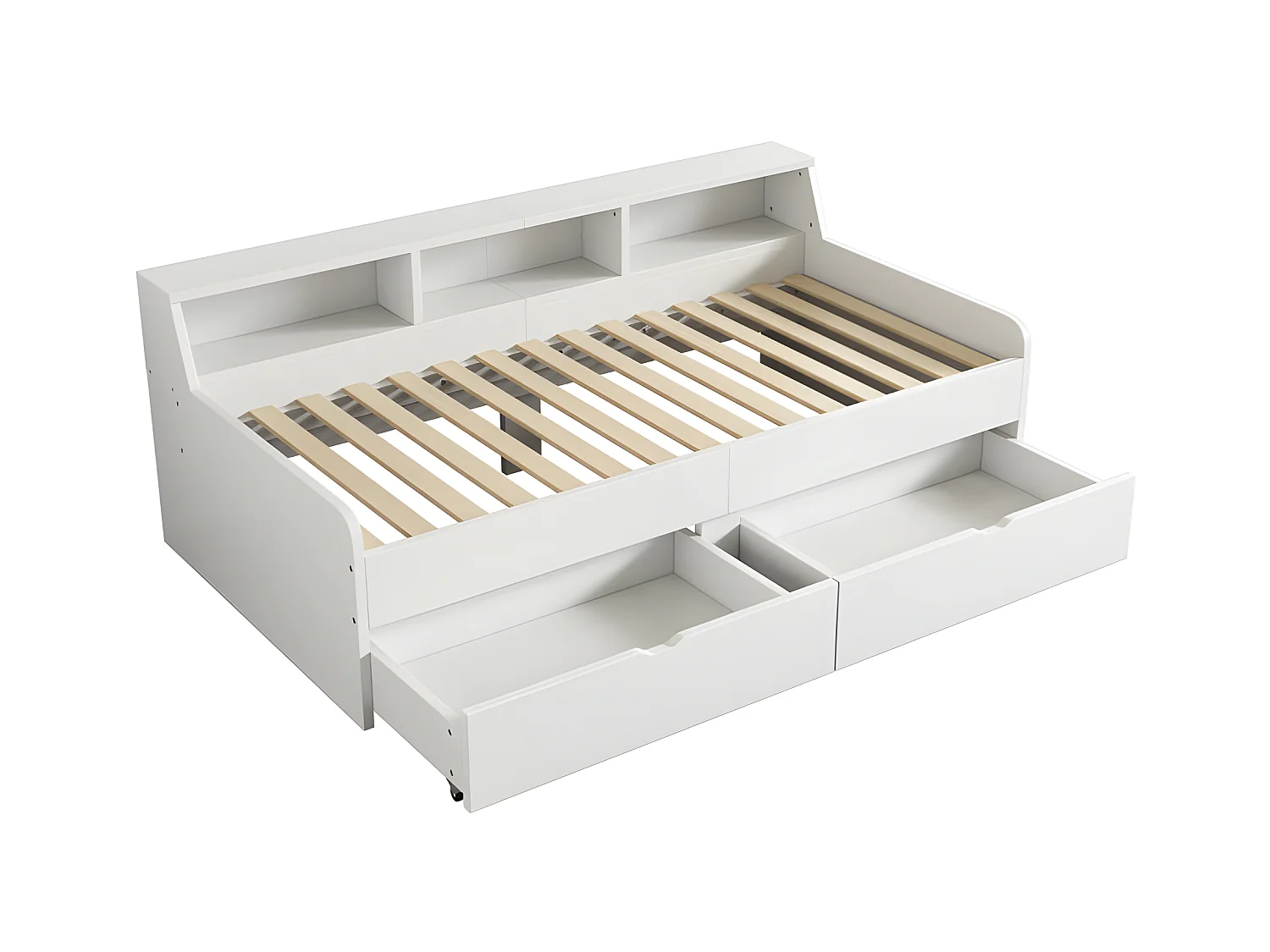 Dagbed - slaapbank 90x200cm met 2 laden - Wit