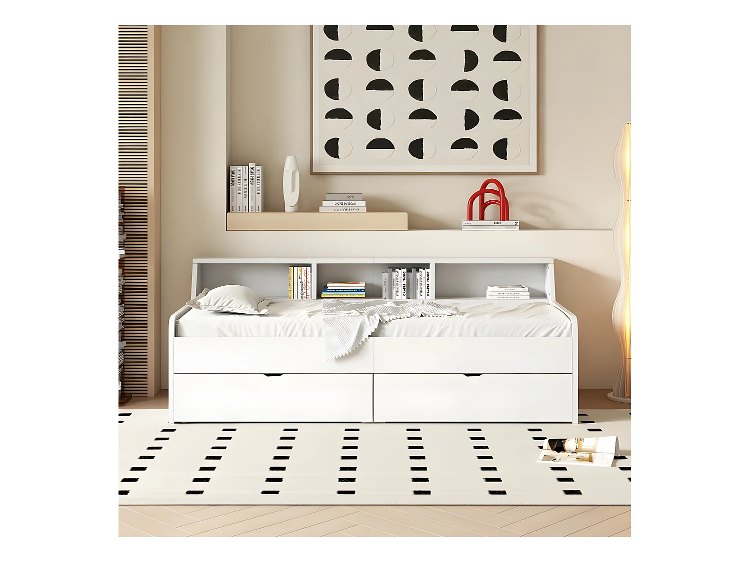 Dagbed - slaapbank 90x200cm met 2 laden - Wit