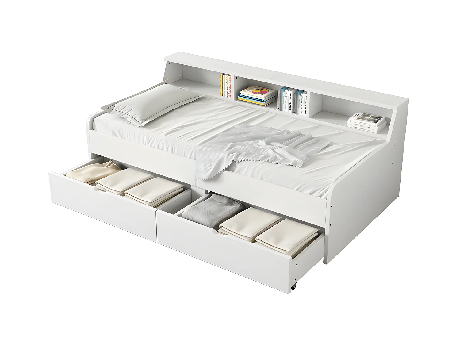 Dagbed - slaapbank 90x200cm met 2 laden - Wit