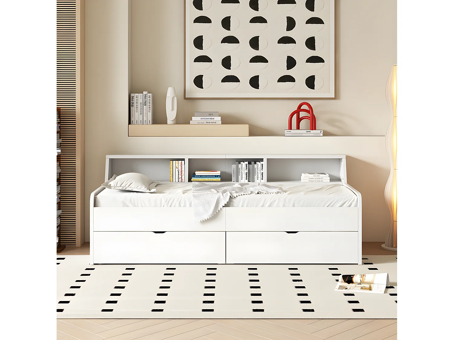 Dagbed - slaapbank 90x200cm met 2 laden - Wit