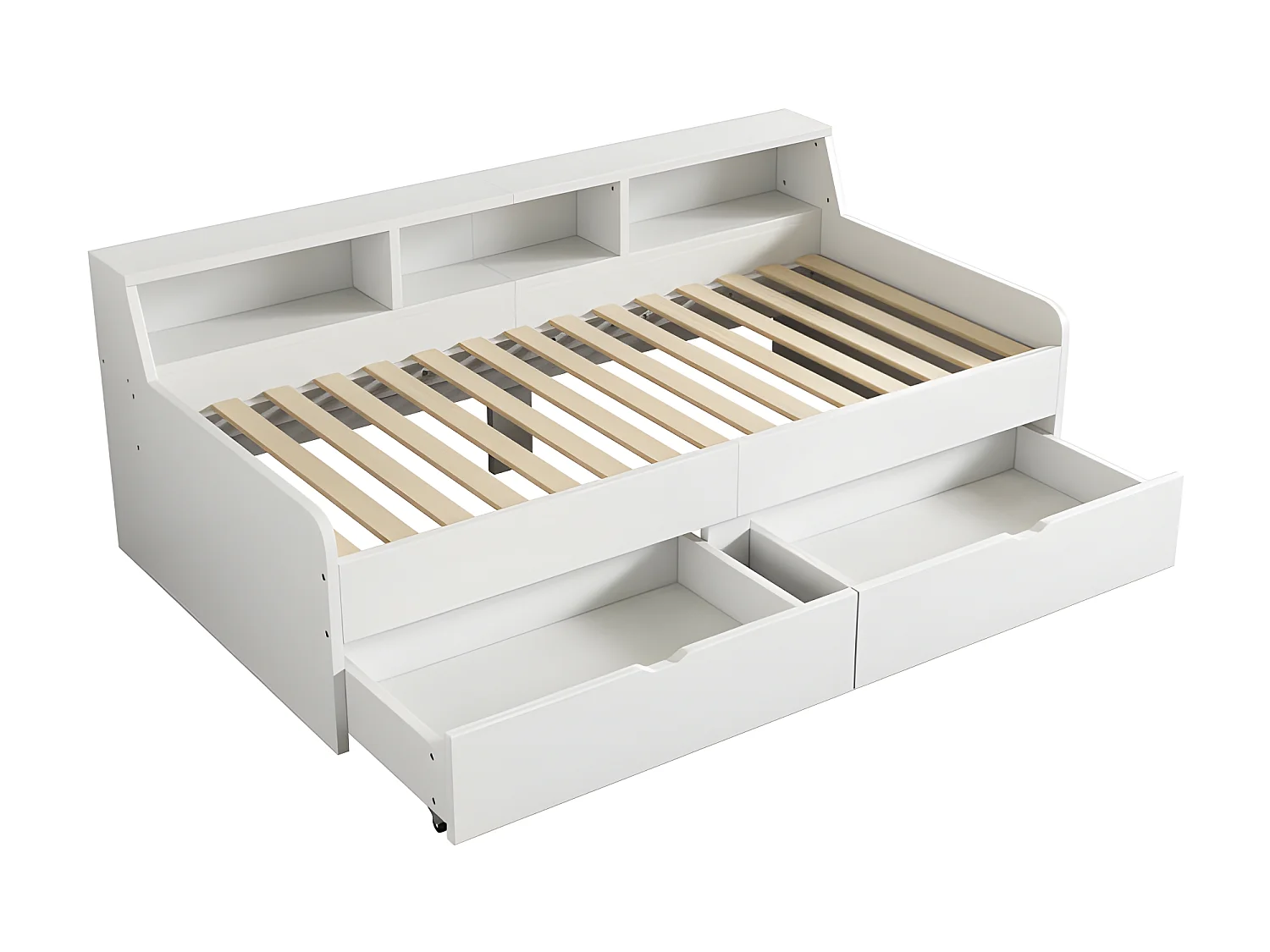 Dagbed - slaapbank 90x200cm met 2 laden - Wit