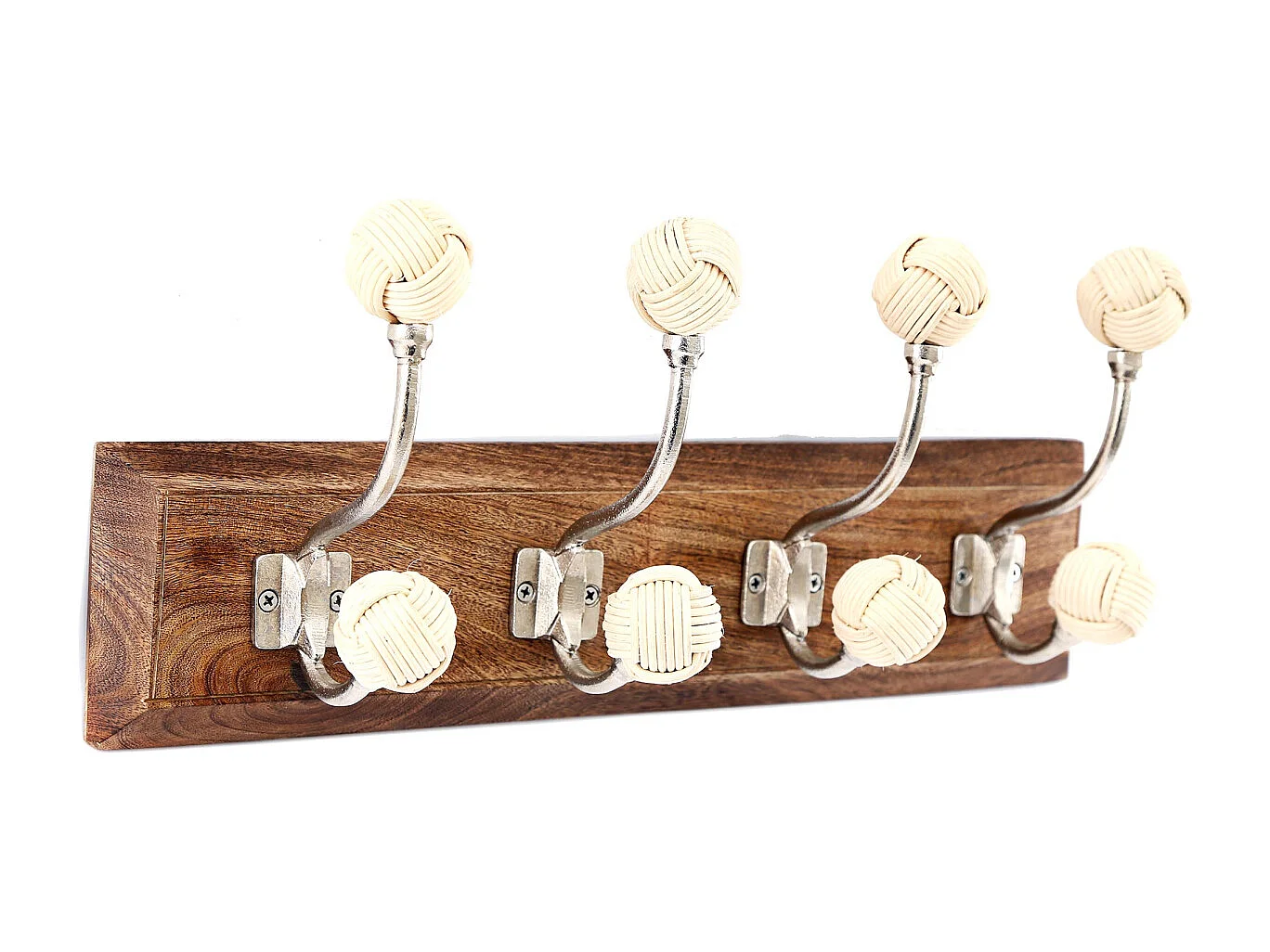 Patère 4 crochets en bois de manguier Tressage Modèle 2