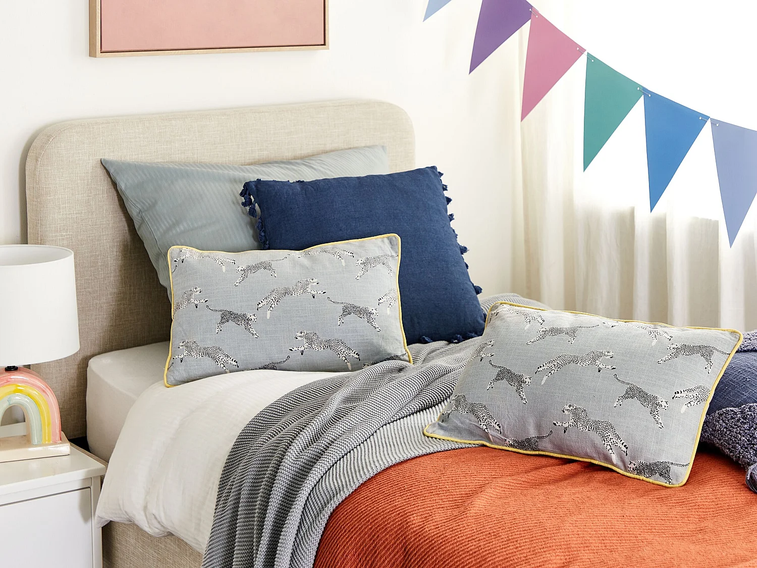 Set van 2 decoratieve kussens ARALES Katoen 30 x 50 cm Lichtgrijs Dierenprint