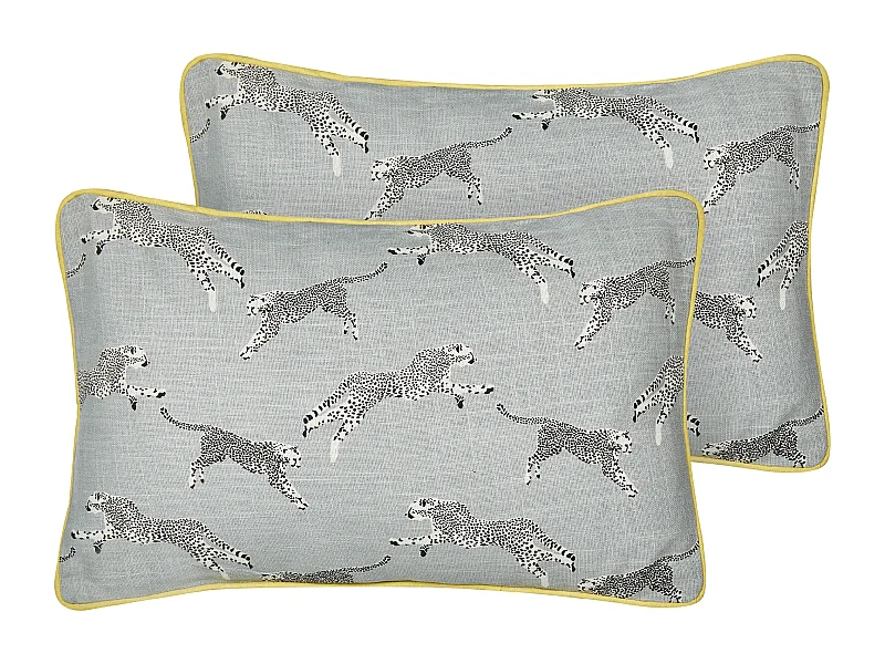 Lot de 2 coussins décoratifs ARALES Coton 30 x 50 cm Gris clair Motif animal