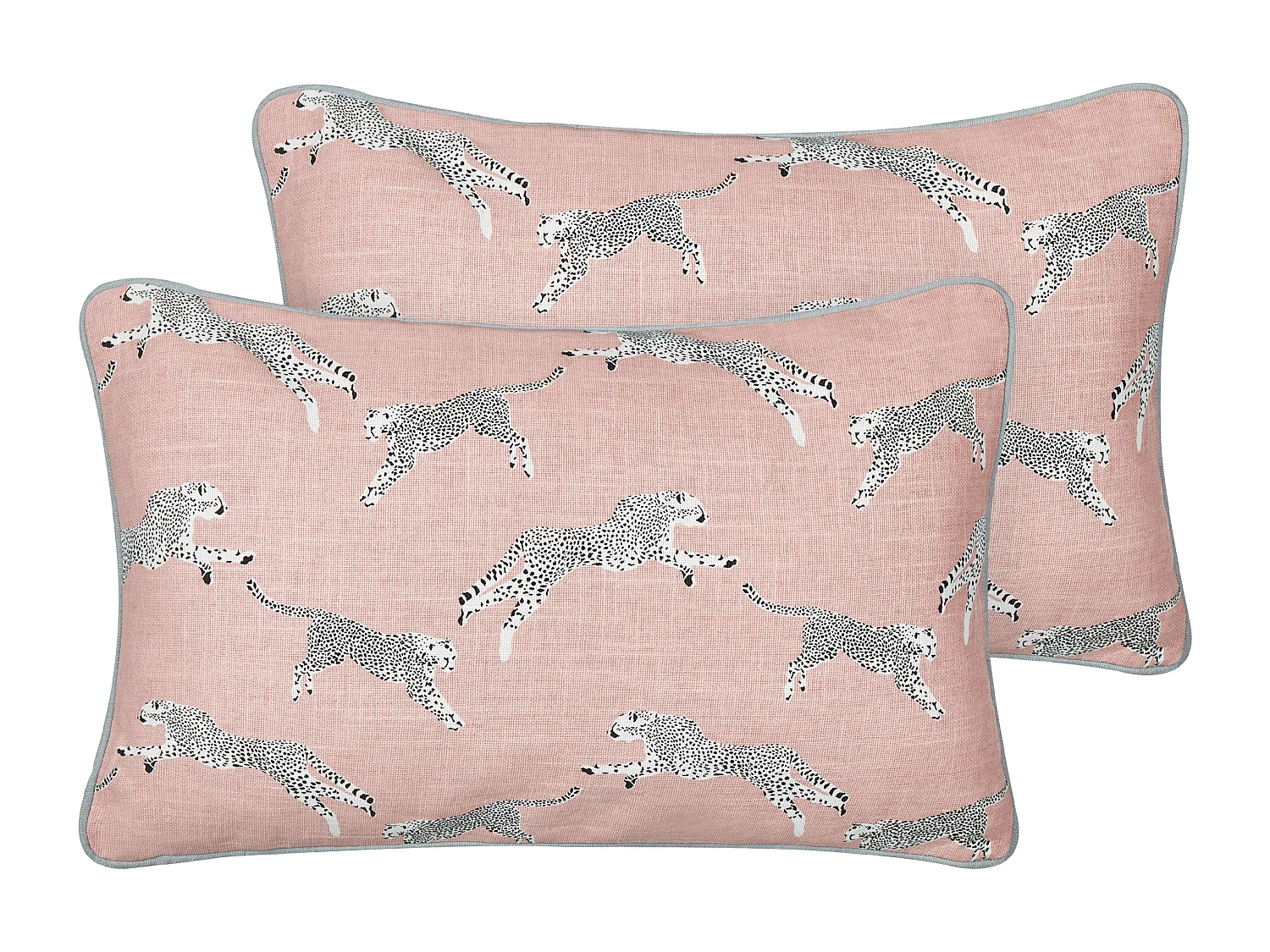 Conjunto de 2 almofadas decorativas ARALES Algodão 30 x 50 cm Rosa pastel Padrão animal