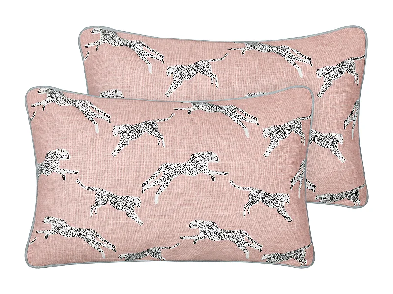 Dekokissen 2er Set ARALES Baumwolle 30 x 50 cm Pastellrosa Tiermuster