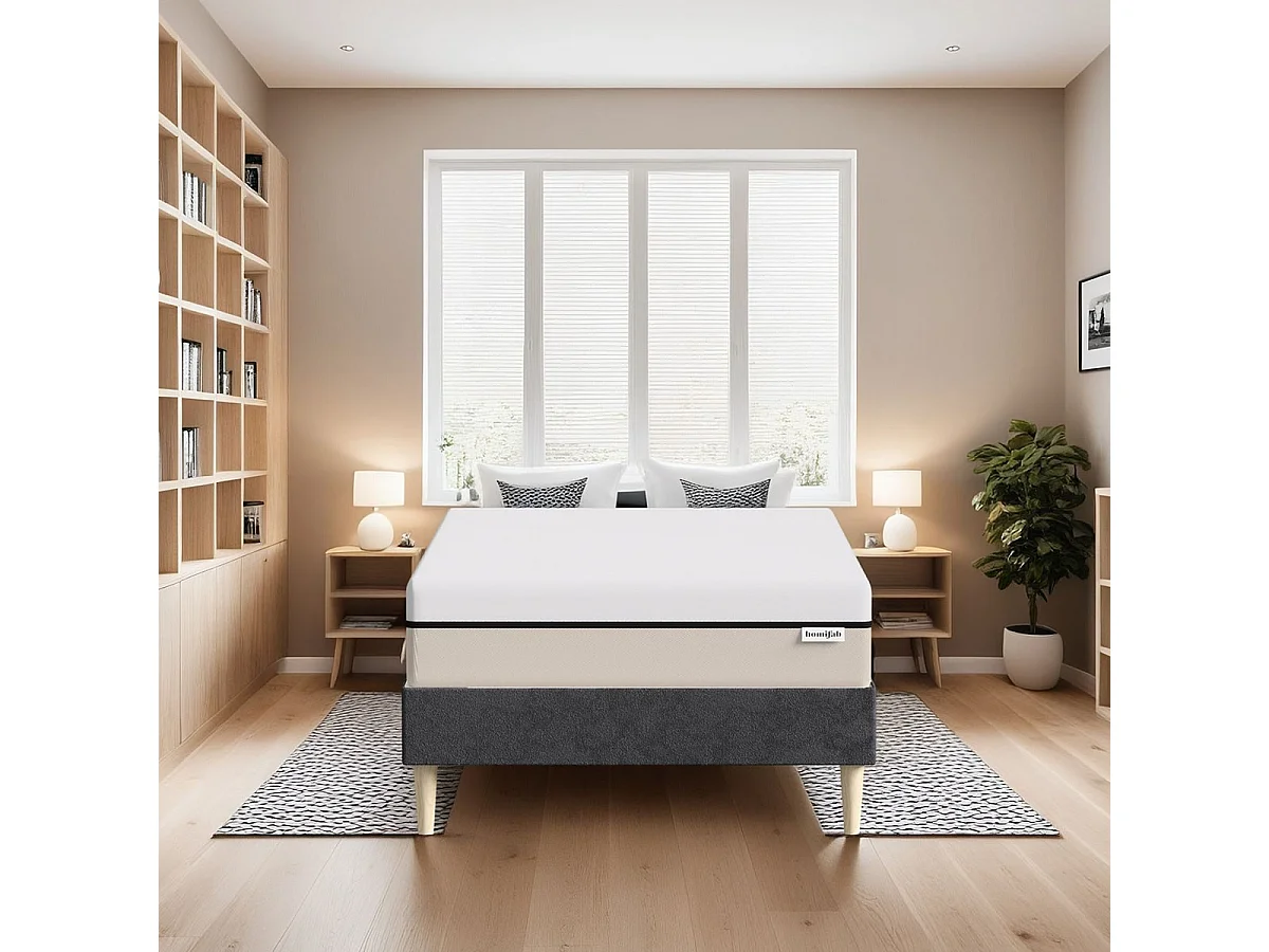 Matelas 90x190 cm Hybride à ressorts ensachés et mémoire de forme - 25 cm - Spring Elite