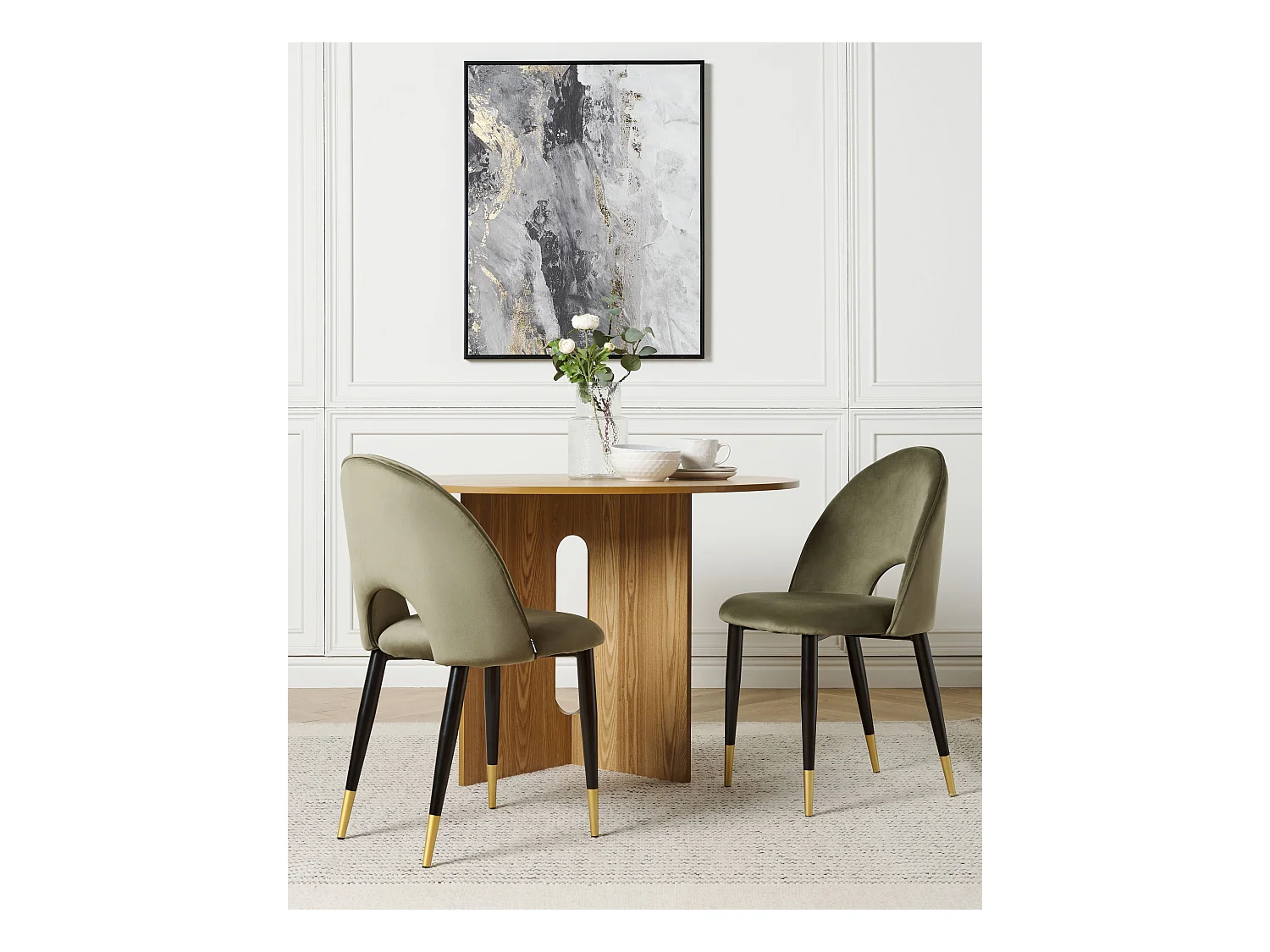 Lot de 2 chaises de salle à manger MAGALIA Velours Vert olive