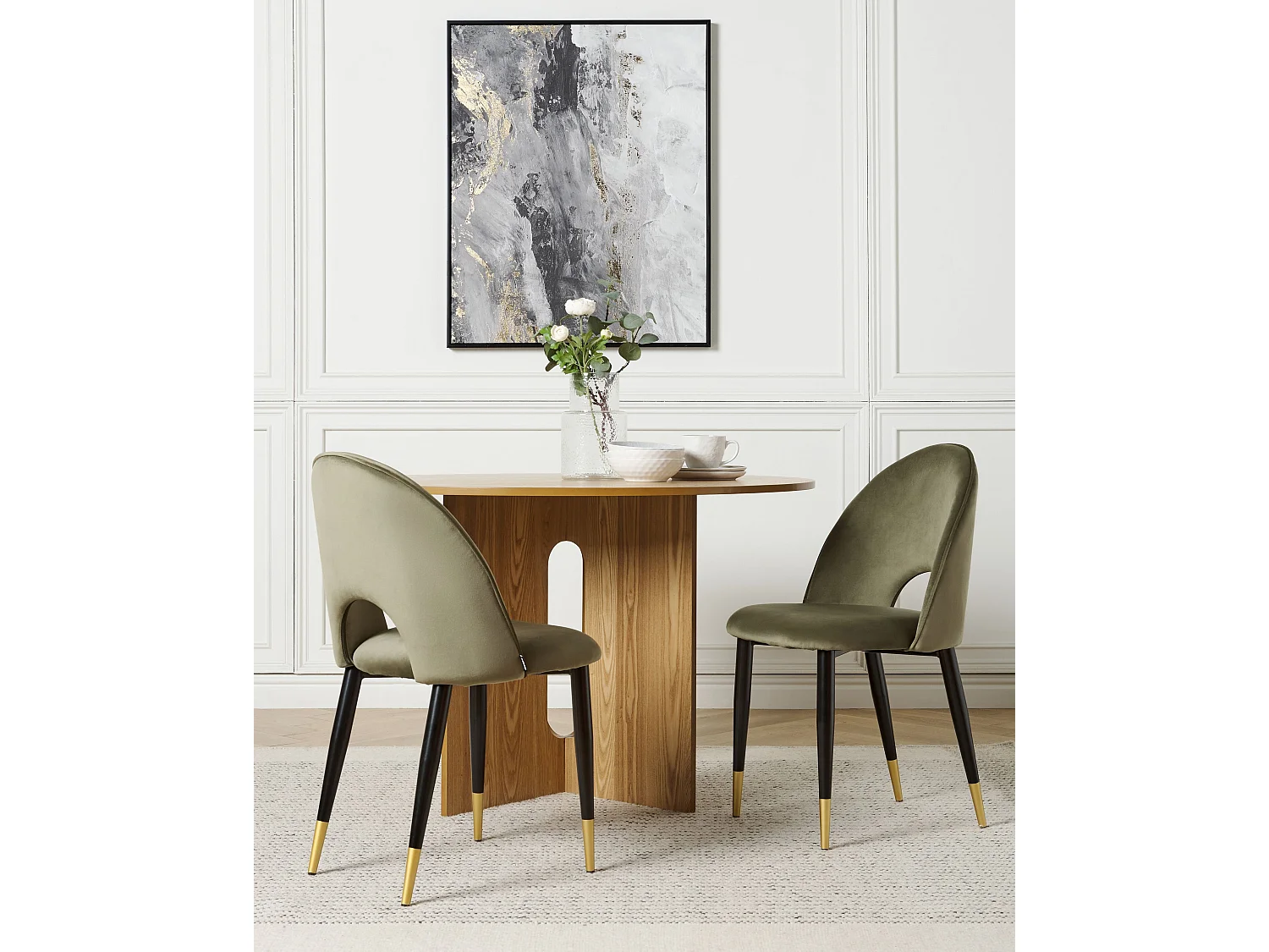 Set van 2 eetkamerstoelen MAGALIA Fluweel Olijfgroen