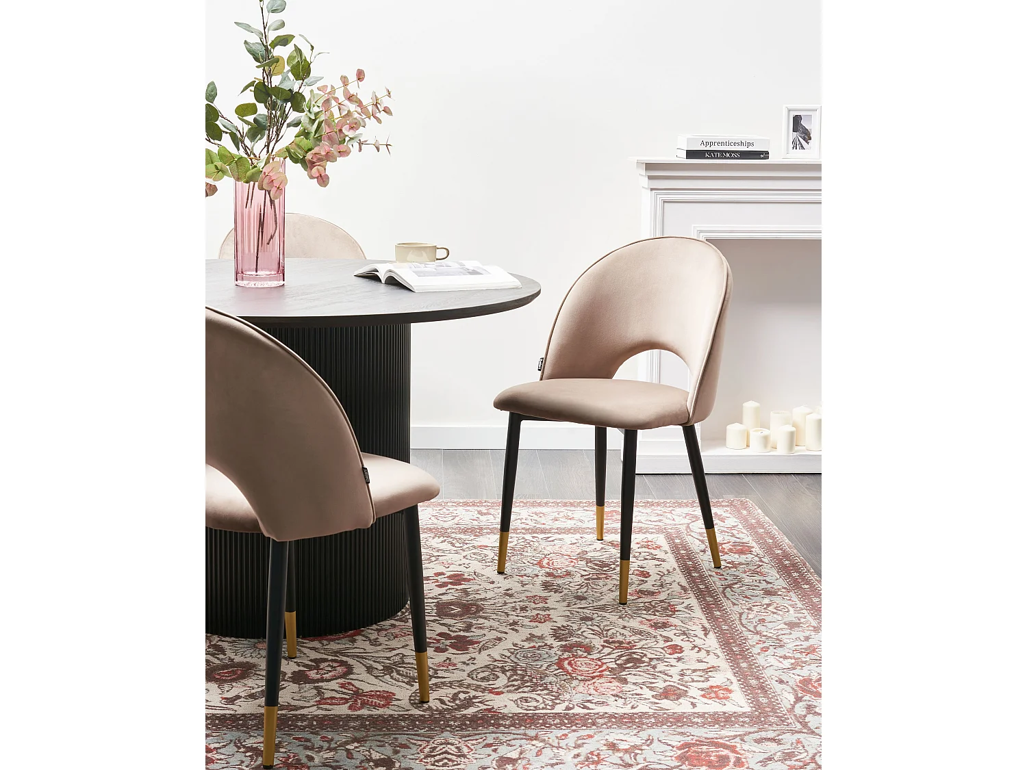 Conjunto de 2 sillas de comedor MAGALIA Terciopelo Gris pardo