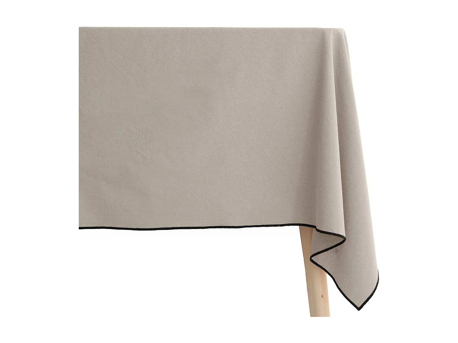 Nappe carrée coton 160x160 cm HONO beige Chanvre finition point bourdon