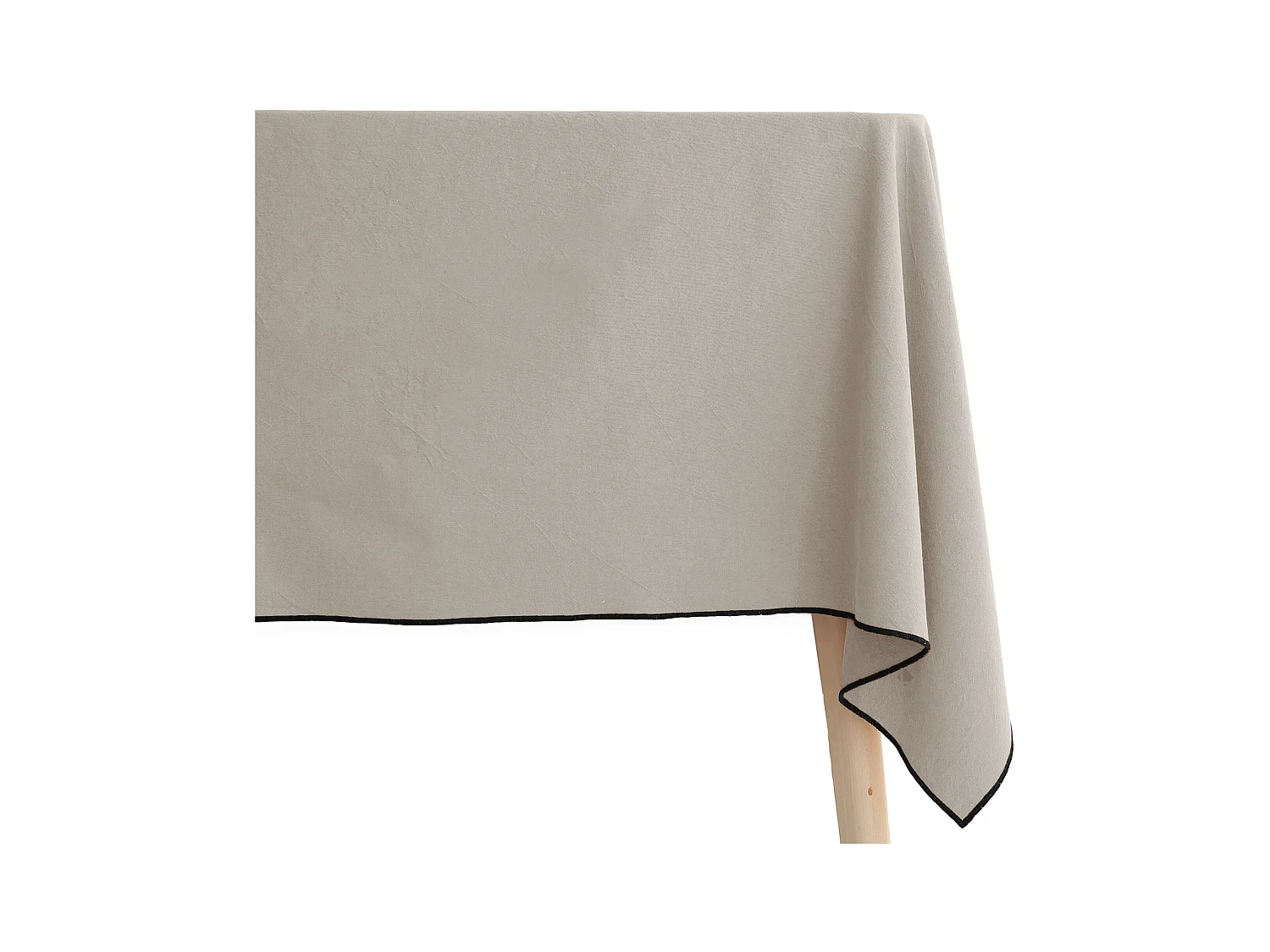 Nappe carrée coton 160x160 cm HONO beige Chanvre finition point bourdon