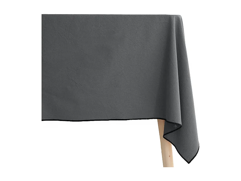 Nappe carrée coton 160x160 cm HONO gris Anthracite finition point bourdon