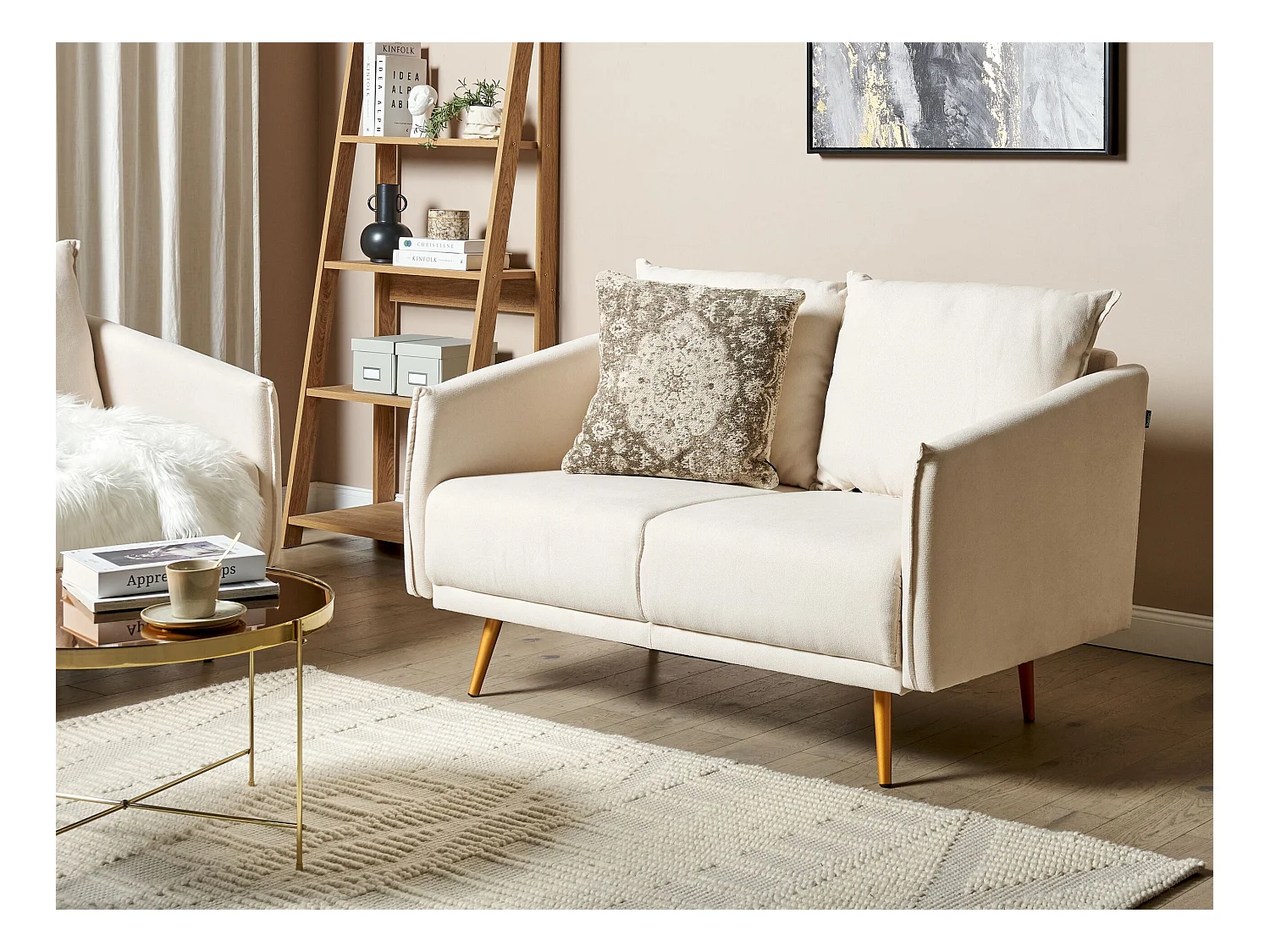 Canapé 2 places MAURA Tissu Beige clair