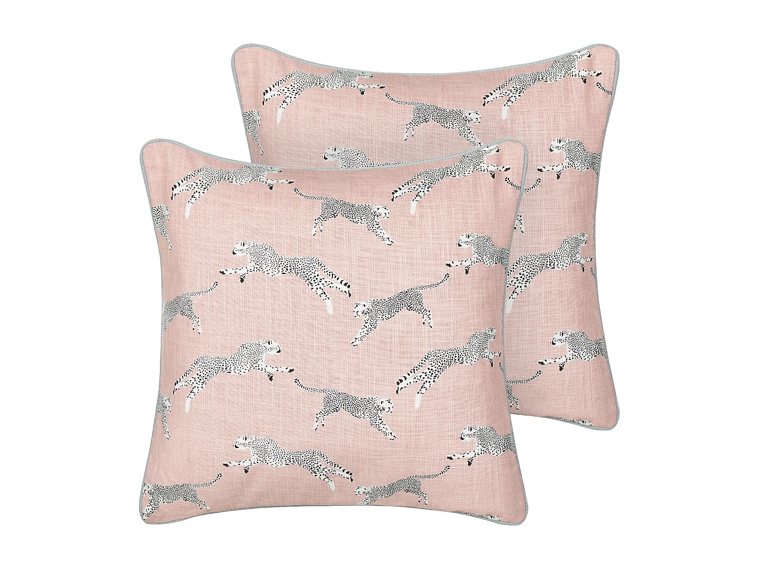 Lot de 2 coussins décoratifs ARALES Coton 45 x 45 cm Rose pastel Motif animal