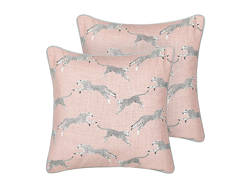 Lot de 2 coussins décoratifs ARALES Coton 45 x 45 cm Rose pastel Motif animal
