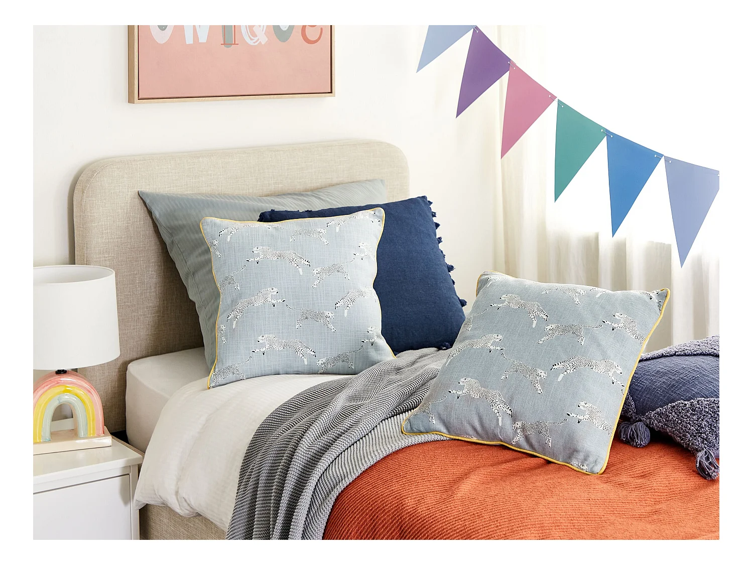 Lot de 2 coussins décoratifs ARALES Coton 45 x 45 cm Gris clair Motif animal