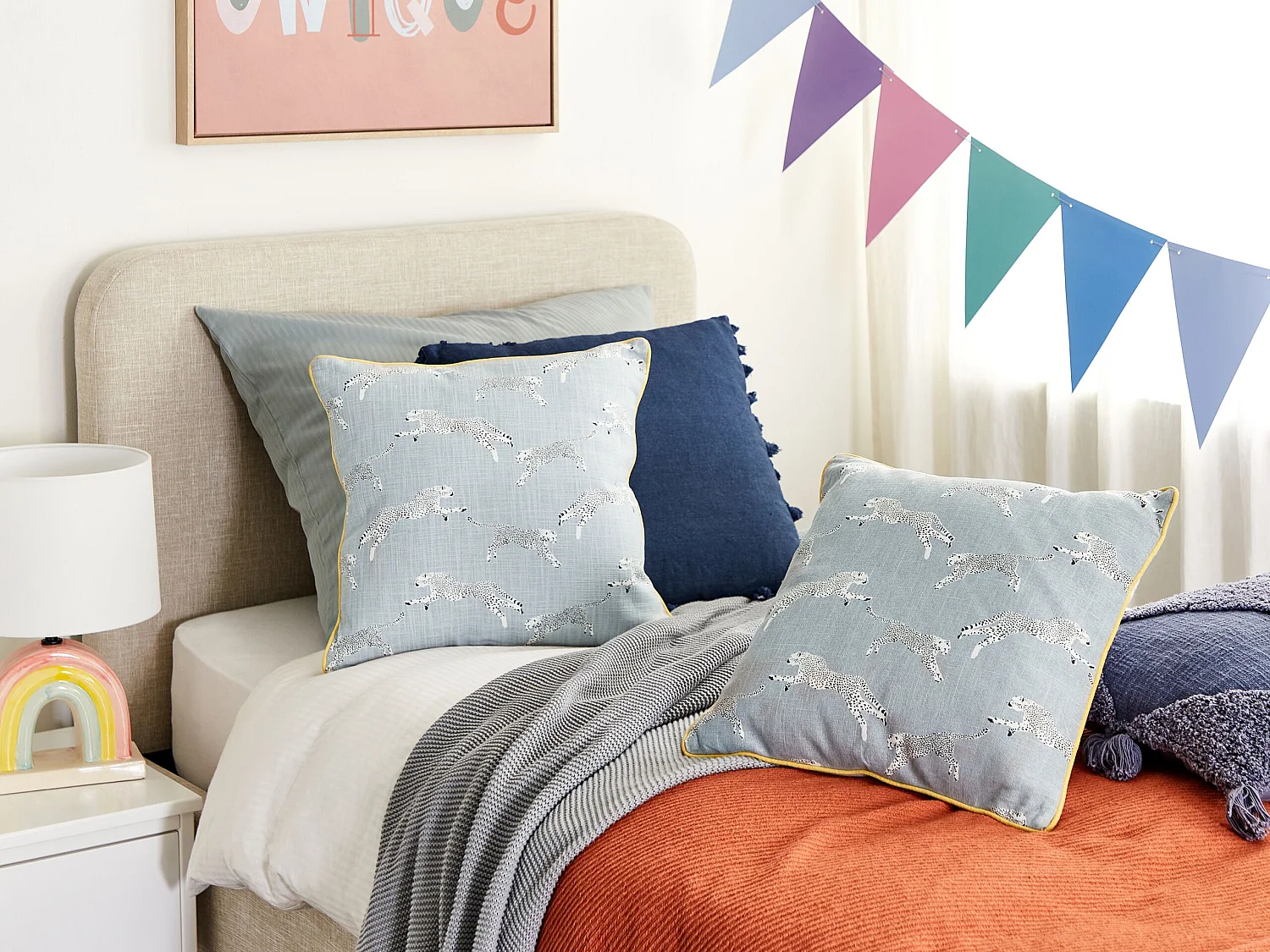 Set van 2 decoratieve kussens ARALES Katoen 45 x 45 cm Lichtgrijs Dierenprint
