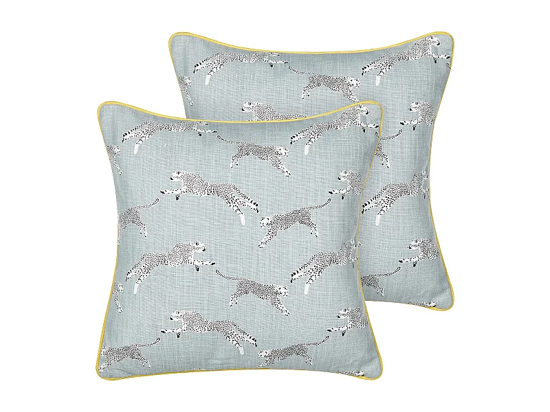 Lot de 2 coussins décoratifs ARALES Coton 45 x 45 cm Gris clair Motif animal