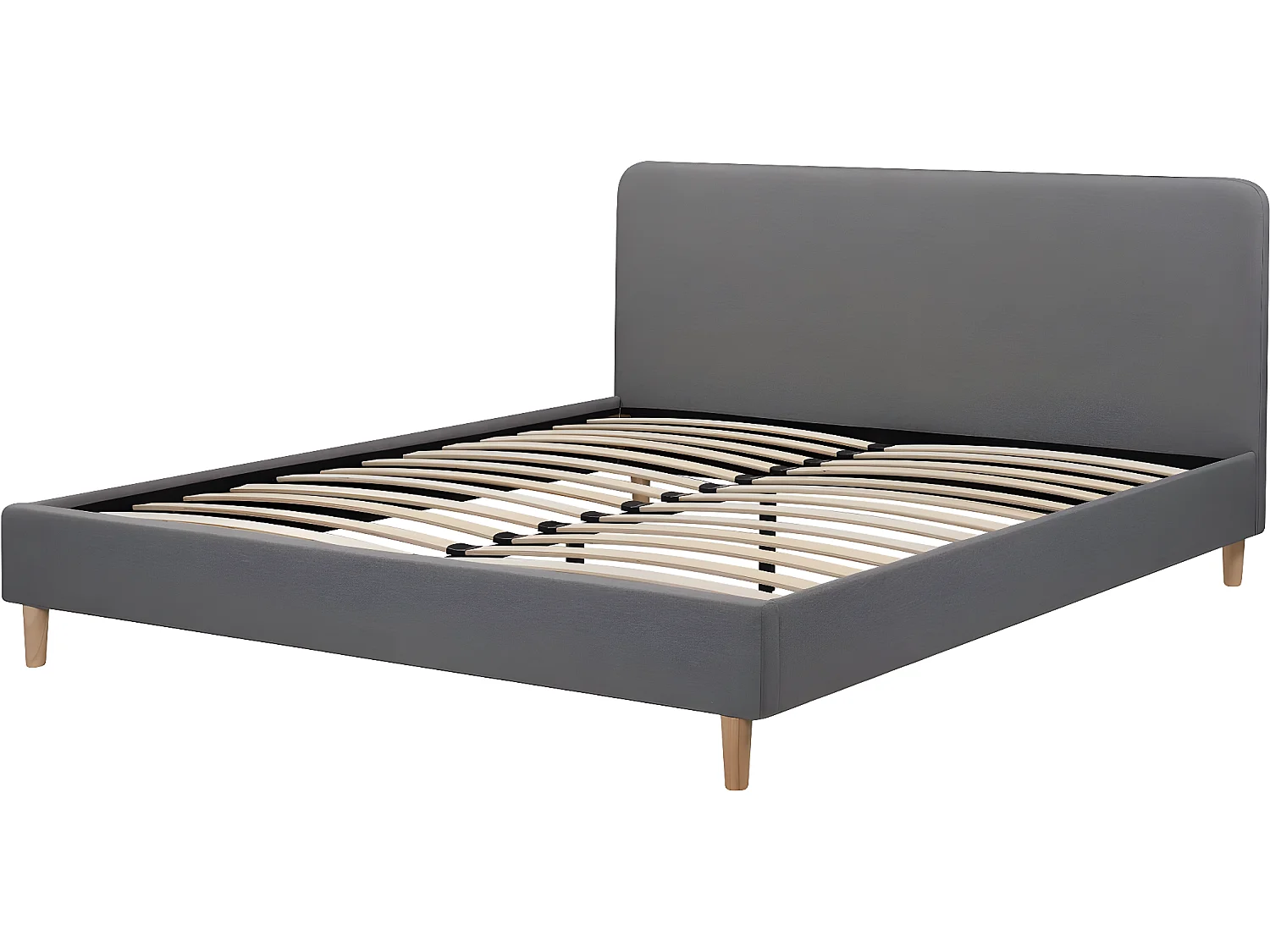 Lit double en tissu "Louise" - 140 x 190 cm - Gris