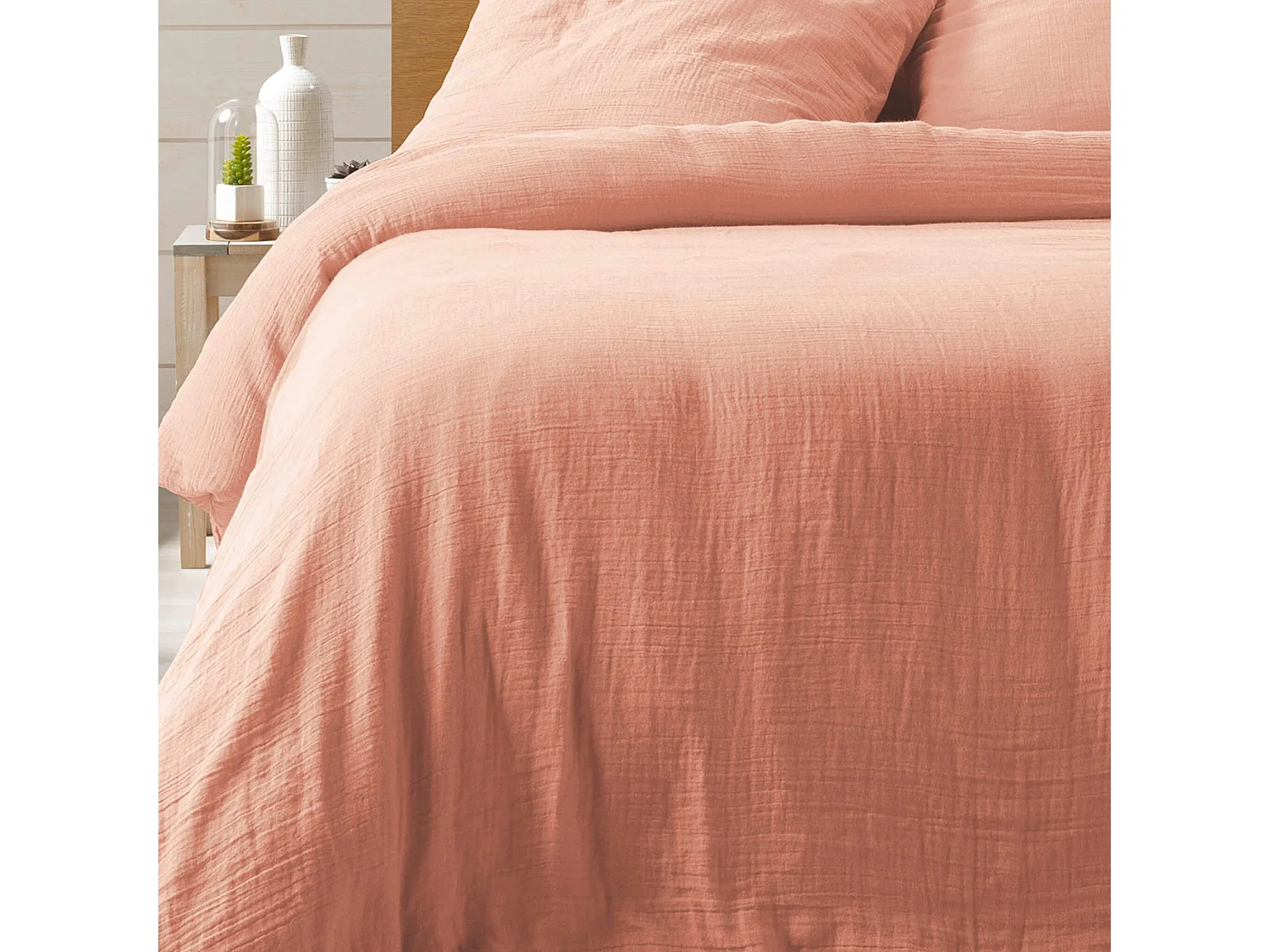 Jogo de Cama em Musselina de Algodão "Angelia" Rosa 240x220cm