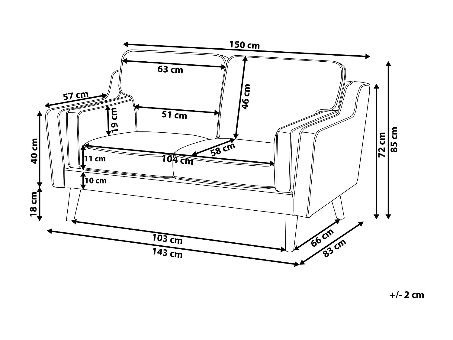 Sofá LOKKA Tecido Verde escuro 2 lugares