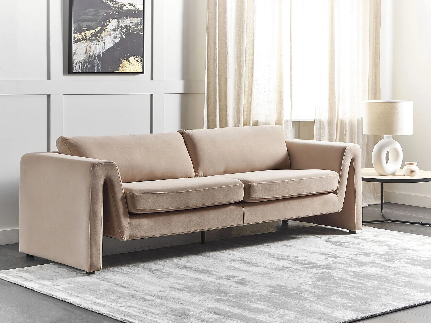 Canapé MAUNU Velours Beige sable 3 places