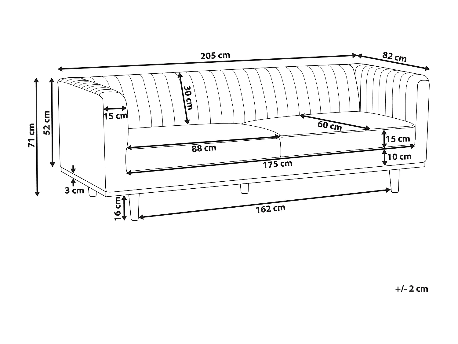 Bank SKAULE Stof Beige 3-zitter