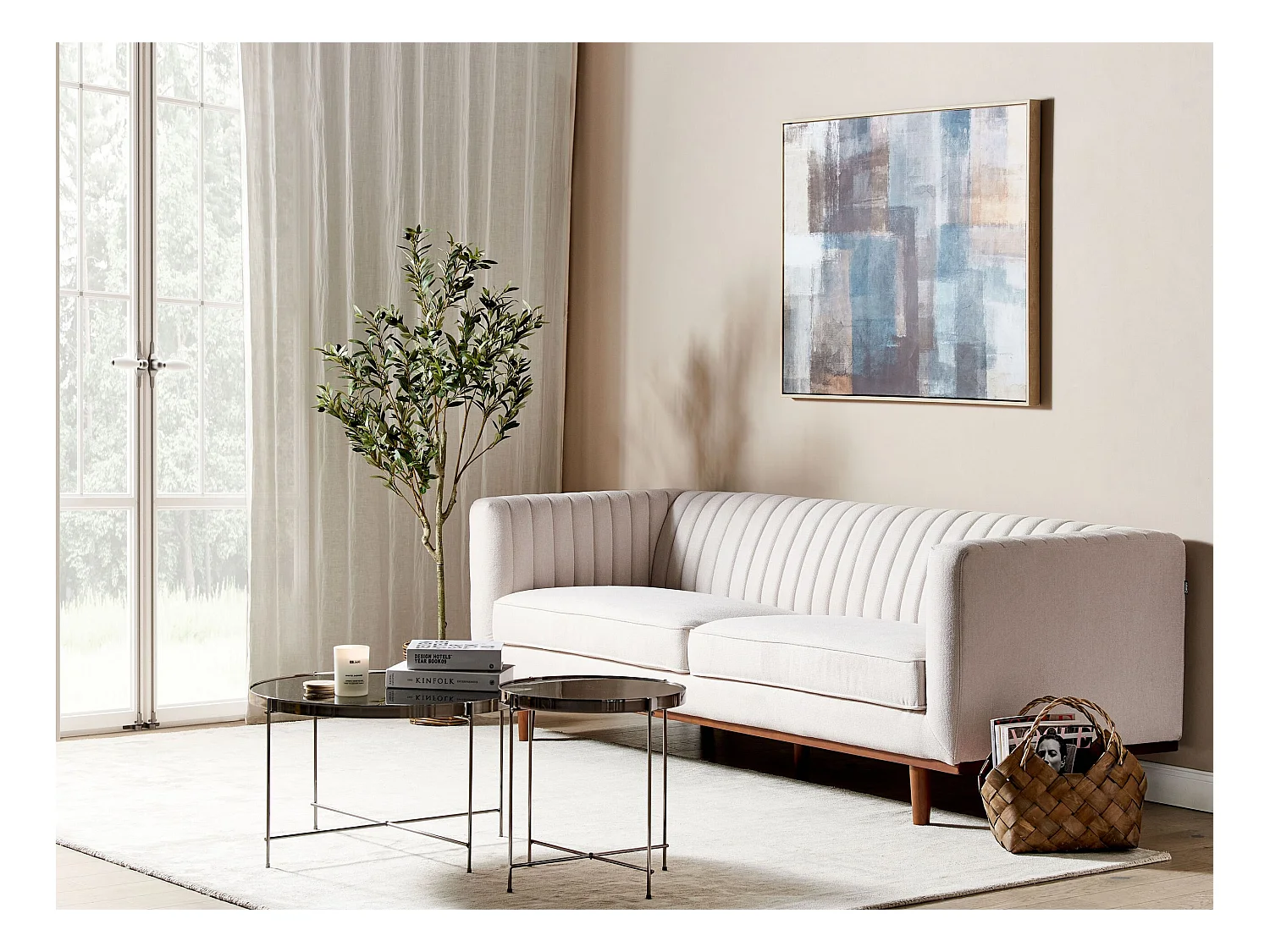 Canapé 3 places SKAULE Tissu Beige