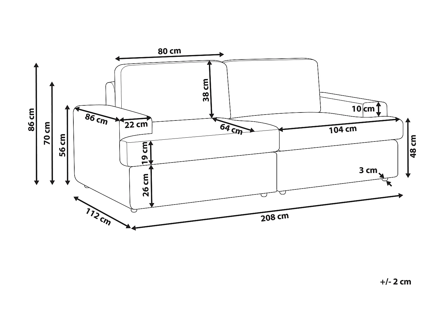 Sofa ALLA Beżowoszary dla 3 osób