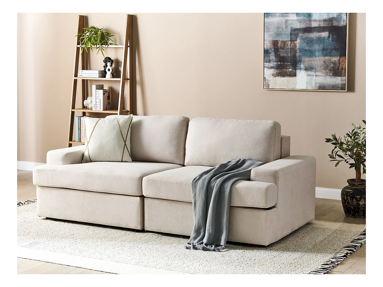 Canapé 3 places ALLA Tissu Beige clair