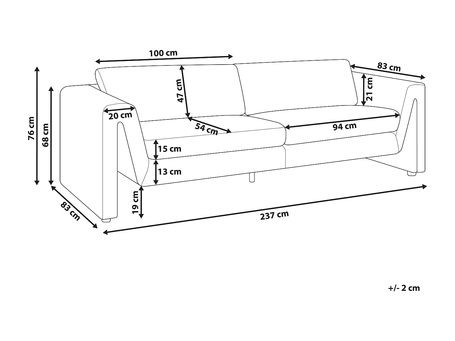 Sofa MAUNU Samtstoff Hellbeige 3-Sitzer