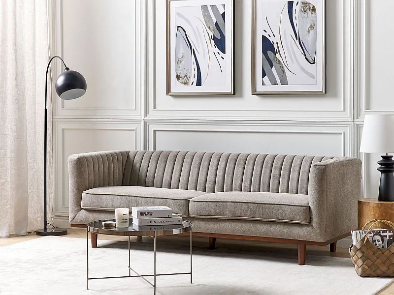 Canapé 3 places SKAULE Tissu Marron clair