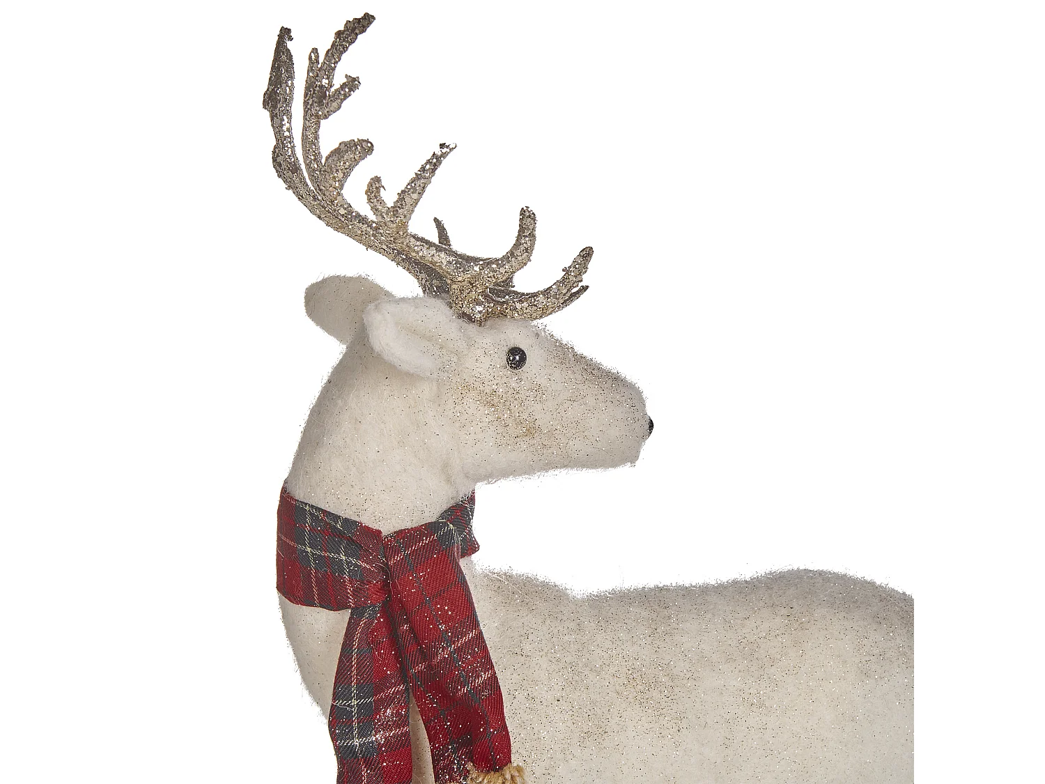 Weihnachtsdeko Rentier Dekofigur Weihnachtsfigur Webpelz weiß 51 cm Mustola