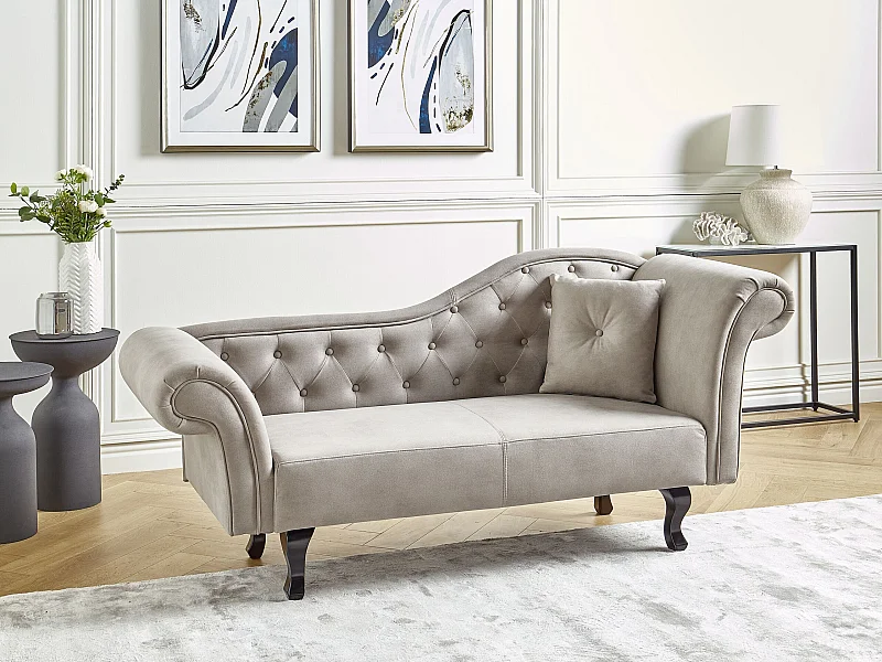 Chaise longue derecho LATTES Terciopelo Gris pardo