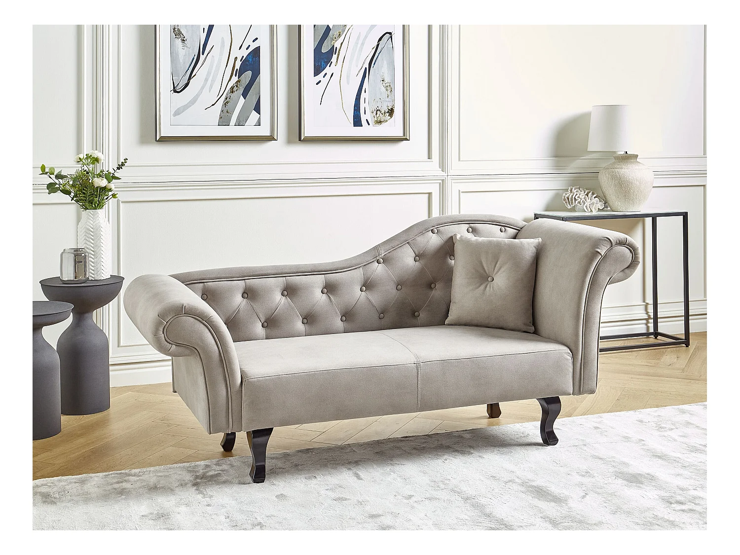 Chaise longue côté droit LATTES Velours Taupe