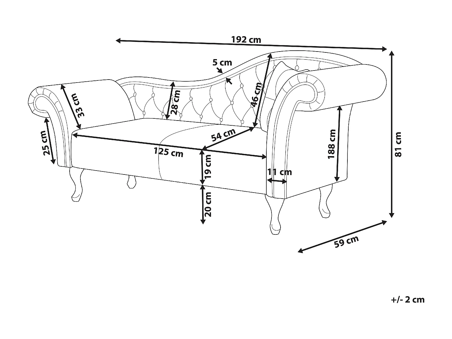 Rechtszijdige chaise longue LATTES Fluweel Taupe