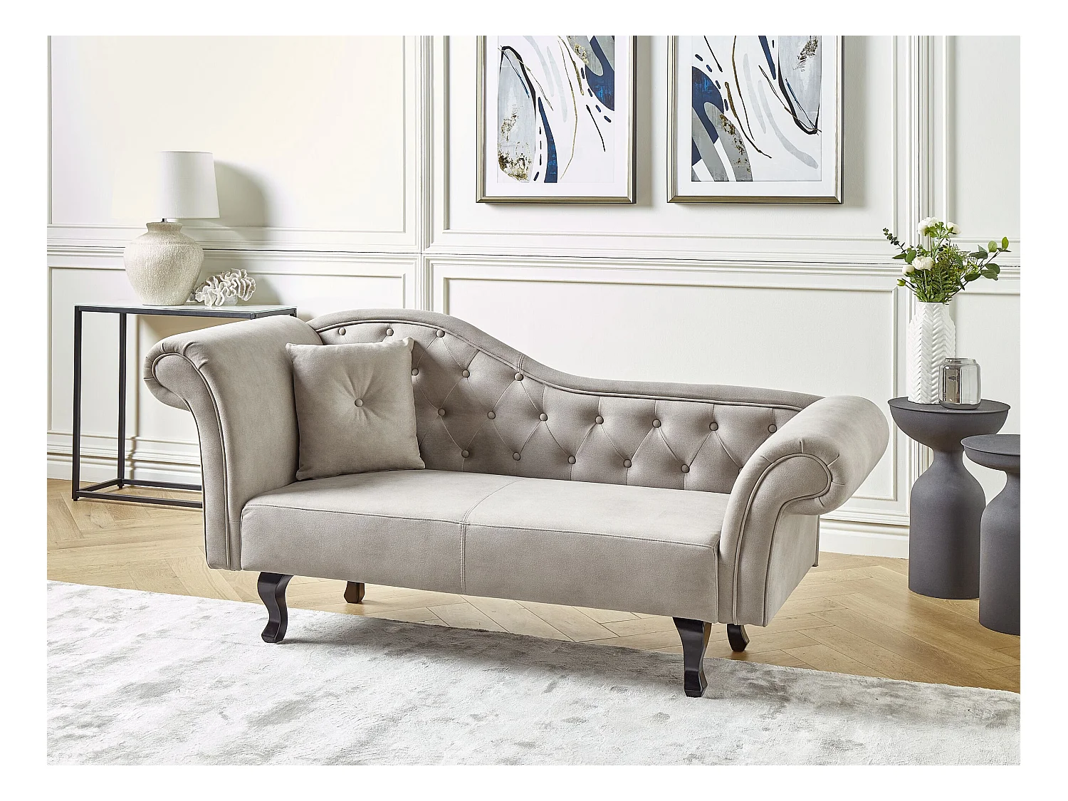 Chaise longue côté droite LATTES Velours Taupe