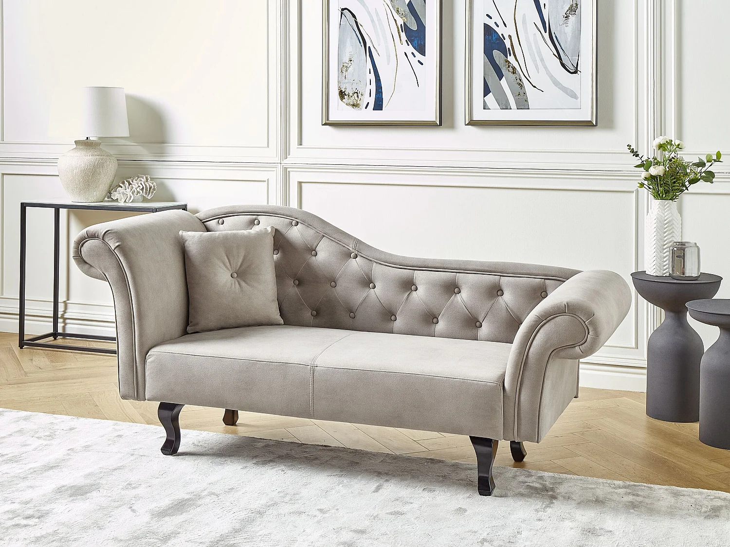 Linkszijdige chaise longue LATTES Fluweel Taupe