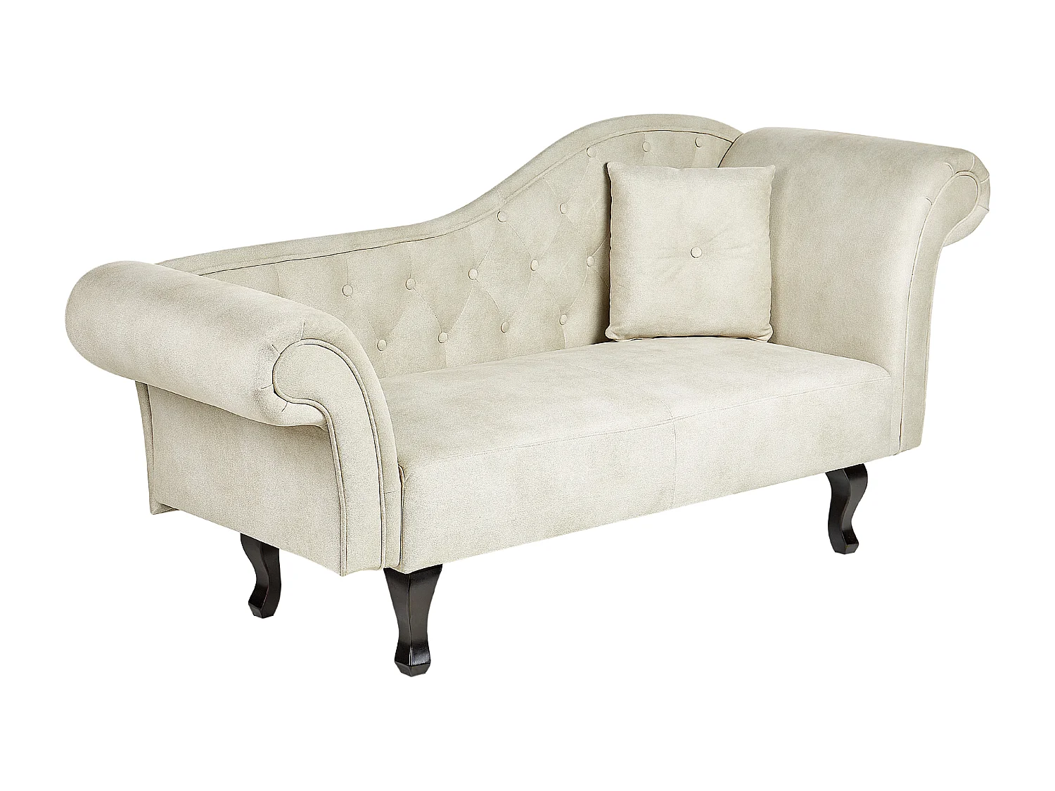 Chaise longue côté droit LATTES Velours Beige clair