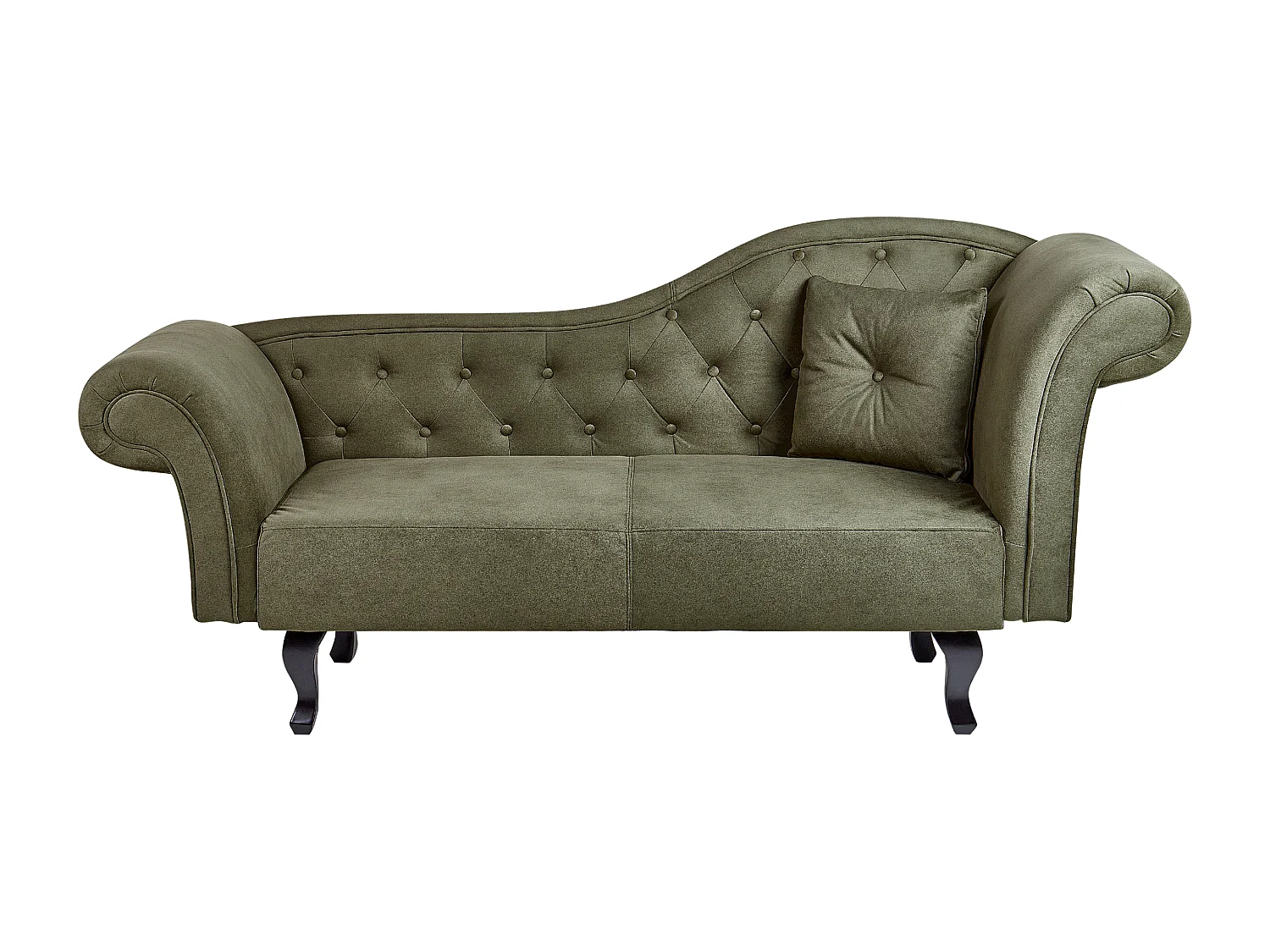 Rechtszijdige chaise longue LATTES Fluweel Olijfgroen