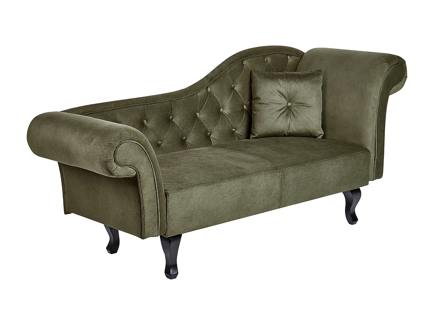 Chaise longue côté droit LATTES II Velours Vert olive