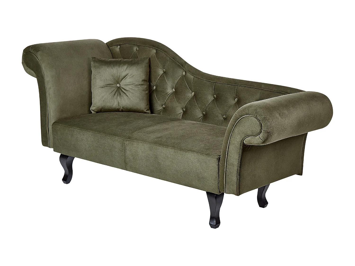 Linkszijdige chaise longue LATTES Fluweel Olijfgroen